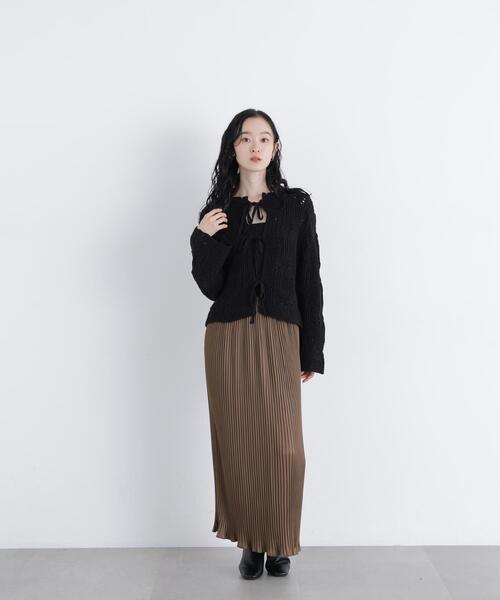 N.(N. Natural Beauty Basic)(エヌエヌナチュラルビューティーベーシック)の「グロッシープリーツナロースカート(スカート・レディース・ブラウン/ピンク/ベージュ・FREE)」の1枚目の写真