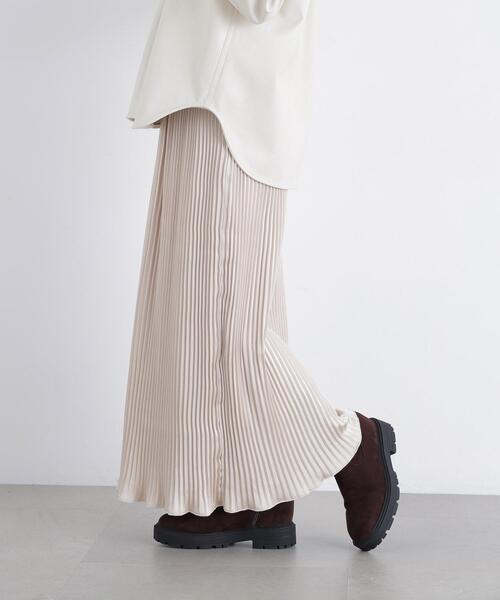 N.(N. Natural Beauty Basic)(エヌエヌナチュラルビューティーベーシック)の「グロッシープリーツナロースカート(スカート・レディース・ブラウン/ピンク/ベージュ・FREE)」の21枚目の写真