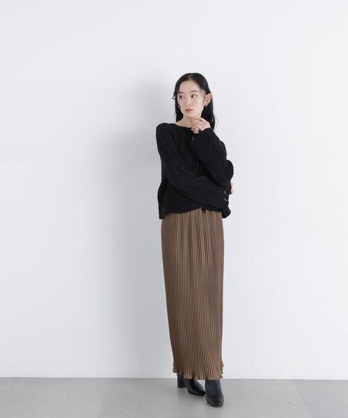 N.(N. Natural Beauty Basic)(エヌエヌナチュラルビューティーベーシック)の「グロッシープリーツナロースカート(スカート・レディース・ブラウン/ピンク/ベージュ・FREE)」の18枚目の写真