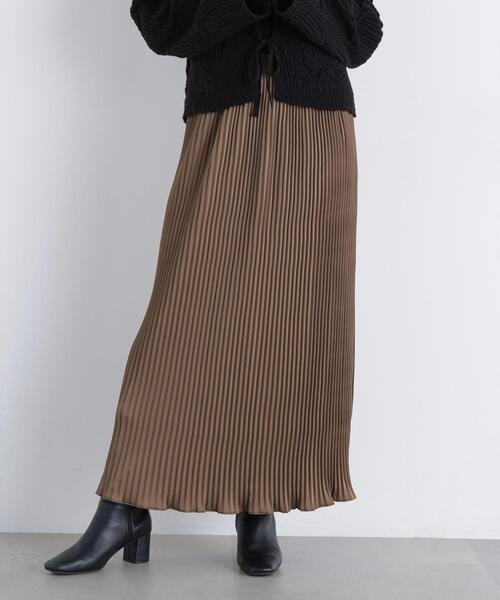 N.(N. Natural Beauty Basic)(エヌエヌナチュラルビューティーベーシック)の「グロッシープリーツナロースカート(スカート・レディース・ブラウン/ピンク/ベージュ・FREE)」の16枚目の写真