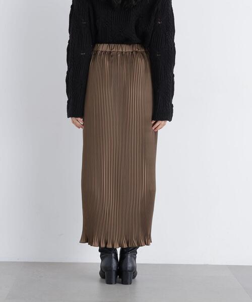N.(N. Natural Beauty Basic)(エヌエヌナチュラルビューティーベーシック)の「グロッシープリーツナロースカート(スカート・レディース・ブラウン/ピンク/ベージュ・FREE)」の14枚目の写真