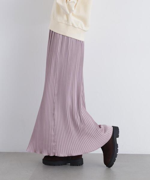 N.(N. Natural Beauty Basic)(エヌエヌナチュラルビューティーベーシック)の「グロッシープリーツナロースカート(スカート・レディース・ブラウン/ピンク/ベージュ・FREE)」の9枚目の写真