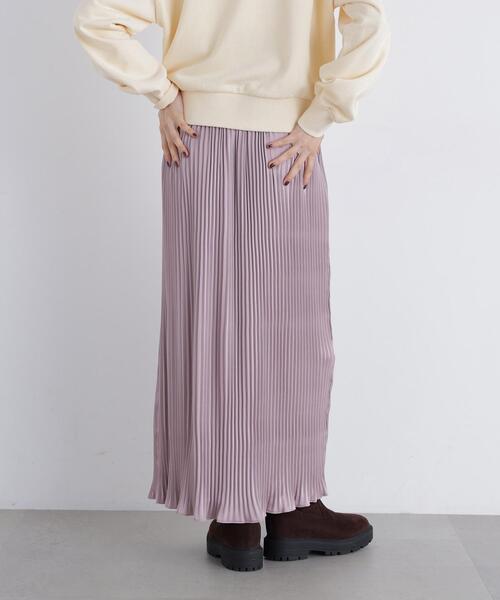 N.(N. Natural Beauty Basic)(エヌエヌナチュラルビューティーベーシック)の「グロッシープリーツナロースカート(スカート・レディース・ブラウン/ピンク/ベージュ・FREE)」の8枚目の写真