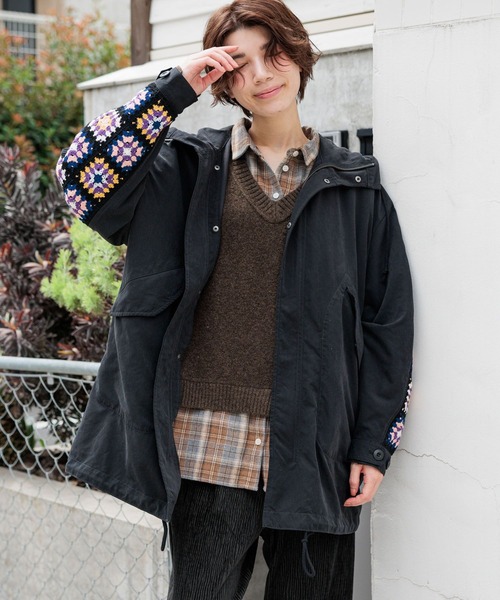 niko and...(ニコアンド)の「クロシェミリタリーフードコート(モッズコート・レディース・カーキ・FREE)」の4枚目の写真