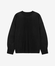 Yoyogi Pleats Crew Neck T-Shirt (Black) TNTS6F104BK