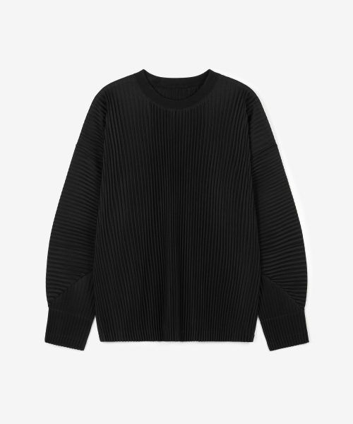 TNGT(ティーエヌジーティー)の「Yoyogi Pleats Crew Neck T-Shirt (Black) TNTS6F104BK(Tシャツ/カットソー・レディース・その他・100/110/95/105)」の1枚目の写真