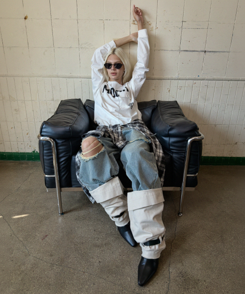 MOODBETTER(ムード ベター)の「DAMAGE WASHED DENIM PANTS LIGHT BLUE(デニムパンツ・レディース・その他・MEDIUM/SMALL)」の3枚目の写真