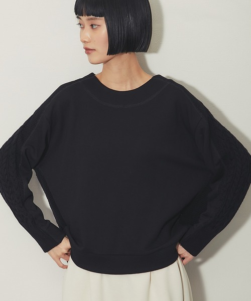 ANOTHER S（アナザーエス）の「スウェットケーブルニットドッキングプルオーバー（Tシャツ/カットソー・レディース・ブラック/アイボリー/杢グレー・FREE）」の22枚目の写真