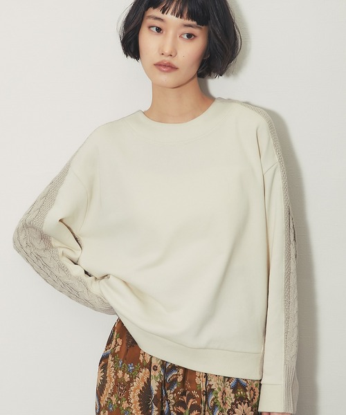 ANOTHER S（アナザーエス）の「スウェットケーブルニットドッキングプルオーバー（Tシャツ/カットソー・レディース・ブラック/アイボリー/杢グレー・FREE）」の19枚目の写真