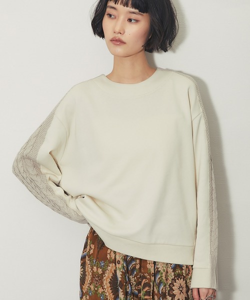 ANOTHER S（アナザーエス）の「スウェットケーブルニットドッキングプルオーバー（Tシャツ/カットソー・レディース・ブラック/アイボリー/杢グレー・FREE）」の11枚目の写真
