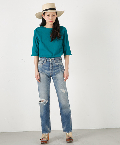 MOUSSY(マウジー)の「MV Monett wide Straight(デニムパンツ・レディース・ブルー・23inch/24inch/25inch/27inch/26inch)」の1枚目の写真