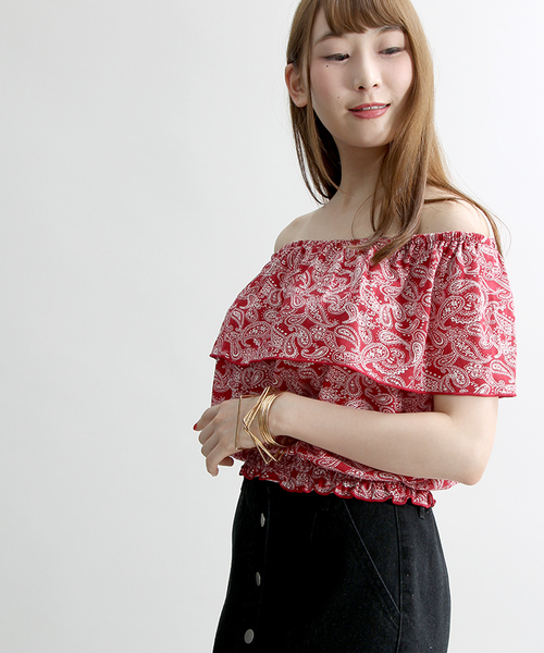 WEGO（ウィゴー）の「WEGO/フリルオフショルダーカットソー（Tシャツ/カットソー・レディース・ホワイト/その他2/その他3/その他1・FREE）」の3枚目の写真