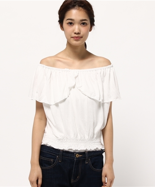 WEGO（ウィゴー）の「WEGO/フリルオフショルダーカットソー（Tシャツ/カットソー・レディース・ホワイト/その他2/その他3/その他1・FREE）」の7枚目の写真