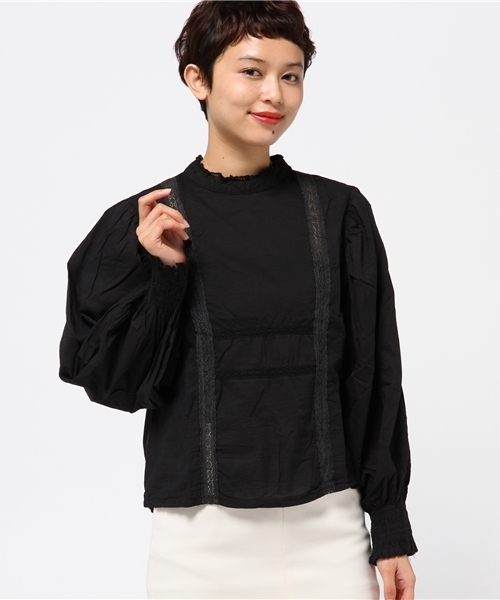 MERLOT（メルロー）の「レース使いスタンドカラーブラウス4733（シャツ/ブラウス・レディース・オレンジ/ホワイト/ブラック/ブルー/ベージュ/ピンク・FREE）」の8枚目の写真