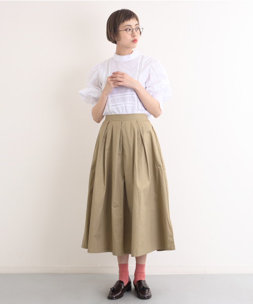 MERLOT（メルロー）の「レース使いスタンドカラーブラウス4733（シャツ/ブラウス・レディース・オレンジ/ホワイト/ブラック/ブルー/ベージュ/ピンク・FREE）」の9枚目の写真