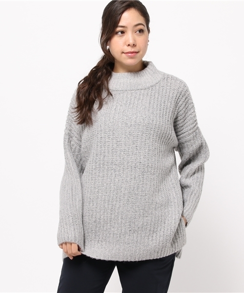 mystic（ミスティック）の「ビッグ畦タートルプルオーバー（ニット/セーター・レディース・キャメル/ピンク/グレー/ブラック・ﾌﾘ-）」の12枚目の写真