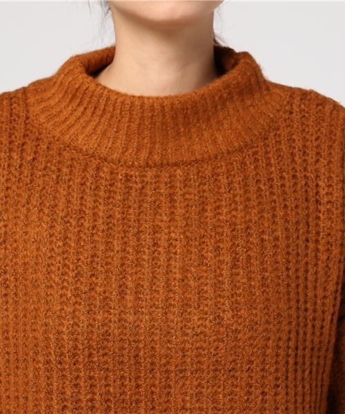 mystic（ミスティック）の「ビッグ畦タートルプルオーバー（ニット/セーター・レディース・キャメル/ピンク/グレー/ブラック・ﾌﾘ-）」の8枚目の写真