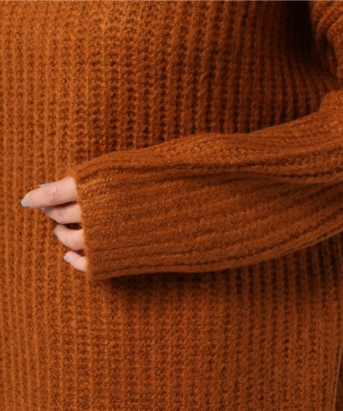 mystic（ミスティック）の「ビッグ畦タートルプルオーバー（ニット/セーター・レディース・キャメル/ピンク/グレー/ブラック・ﾌﾘ-）」の9枚目の写真