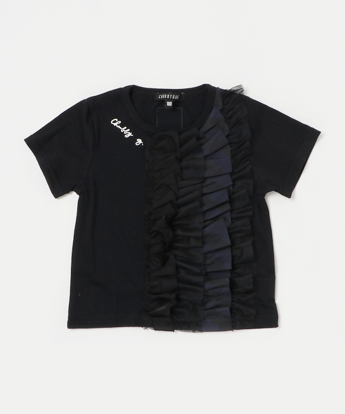 CHUBBYGANG（チャビーギャング）の「ミックスパターンフリル半袖Tシャツ（Tシャツ/カットソー・キッズ・ホワイト/ライトグレー/ブラック・140/100/130/120/110/150/160）」の2枚目の写真