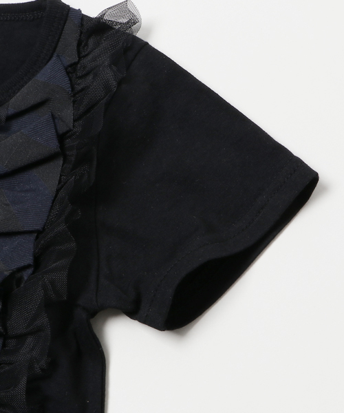 CHUBBYGANG（チャビーギャング）の「ミックスパターンフリル半袖Tシャツ（Tシャツ/カットソー・キッズ・ホワイト/ライトグレー/ブラック・140/100/130/120/110/150/160）」の6枚目の写真