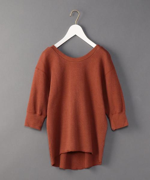 6（ロク）の「＜6(ROKU)＞BIG THERMAL 6SLEEVE 2/ｶｯﾄｿｰ（Tシャツ/カットソー・レディース・ブラック/ナチュラル/ケリー/ダークブラウン/ダークグリーン・FREE）」の3枚目の写真