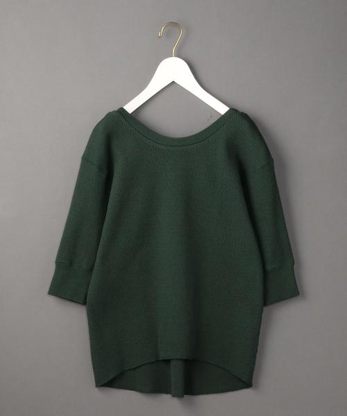 6（ロク）の「＜6(ROKU)＞BIG THERMAL 6SLEEVE 2/ｶｯﾄｿｰ（Tシャツ/カットソー・レディース・ブラック/ナチュラル/ケリー/ダークブラウン/ダークグリーン・FREE）」の4枚目の写真