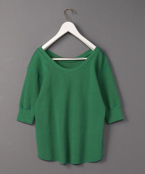 6（ロク）の「＜6(ROKU)＞BIG THERMAL 6SLEEVE 2/ｶｯﾄｿｰ（Tシャツ/カットソー・レディース・ブラック/ナチュラル/ケリー・FREE）」の11枚目の写真