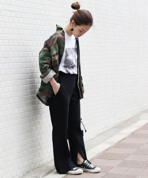 JOURNAL STANDARD relume（ジャーナルスタンダード　レリューム）の「ワッフル スリットパンツ_#（その他パンツ・レディース・ブラック/ベージュ/オレンジ・FREE）」の9枚目の写真