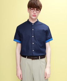 LINEN×COTTONオーバーサイズバンドカラーシャツ