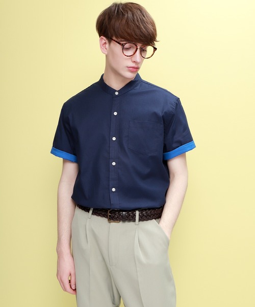 EMMA CLOTHES(エマクローズ)の「LINEN×COTTONオーバーサイズバンドカラーシャツ(シャツ/ブラウス・メンズ・チャコール/ブルー/ブラック/ネイビー/オフホワイト/ダークグリーン/ベージュ・M/L/S)」の12枚目の写真