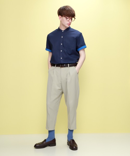 EMMA CLOTHES(エマクローズ)の「LINEN×COTTONオーバーサイズバンドカラーシャツ(シャツ/ブラウス・メンズ・チャコール/ブルー/ブラック/ネイビー/オフホワイト/ダークグリーン/ベージュ・M/L/S)」の11枚目の写真