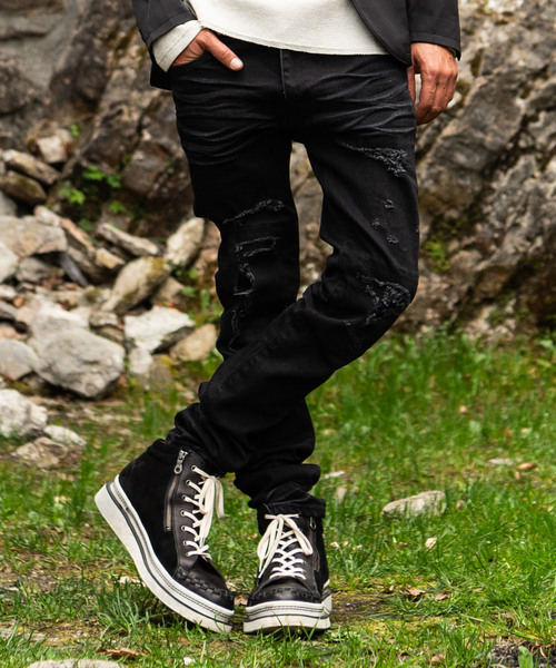 glamb（グラム）の「Damaged denim / ダメージドデニム（デニムパンツ・メンズ・ブラック/グレー・4/2/1/3/0）」の7枚目の写真