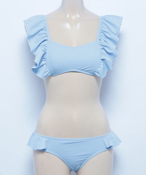 KOBE LETTUCE（コウベレタス）の「ショルダーフリルビキニ/レディース/スイムウェア/水着[S141]神戸レタス（水着・レディース・イエロー/サックスブルー/ブラック/チェック/ピンク系その他/ブラック系その他・FREE）」の10枚目の写真