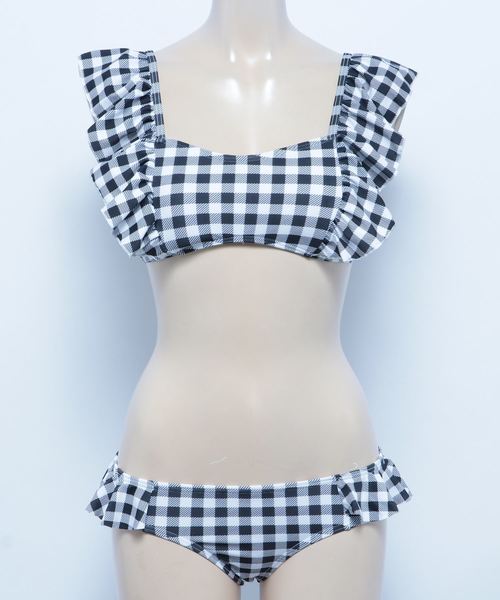 KOBE LETTUCE（コウベレタス）の「ショルダーフリルビキニ/レディース/スイムウェア/水着[S141]神戸レタス（水着・レディース・イエロー/サックスブルー/ブラック/チェック/ピンク系その他/ブラック系その他・FREE）」の12枚目の写真