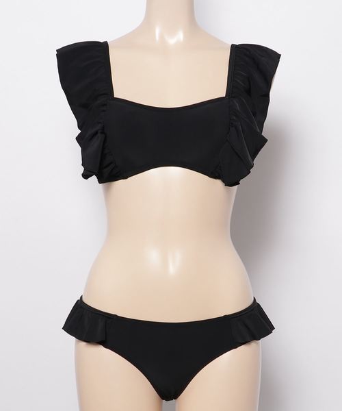 KOBE LETTUCE（コウベレタス）の「ショルダーフリルビキニ/レディース/スイムウェア/水着[S141]神戸レタス（水着・レディース・イエロー/サックスブルー/ブラック/チェック/ピンク系その他/ブラック系その他・FREE）」の2枚目の写真