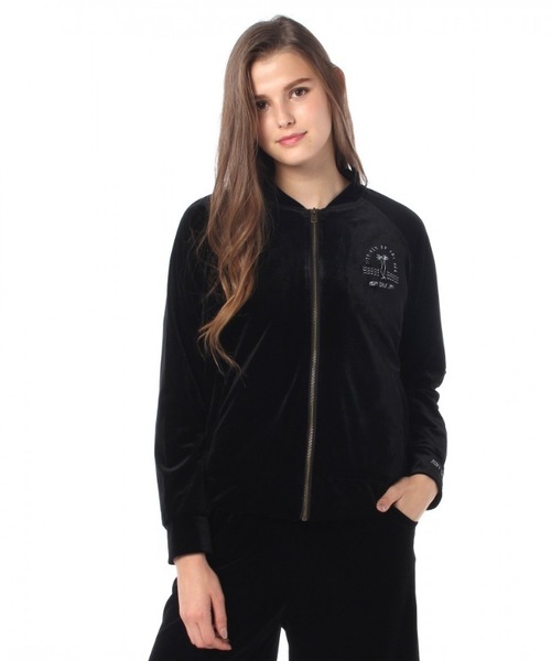 ROXY(ロキシー)の「INSPIRED BY THE SEA/ロキシー レディース ノーカラー ジャケット ベロア ブルゾン(ノーカラージャケット・レディース・ブラック/ネイビー/ワインレッド・SMALL/MEDIUM/LARGE)」の1枚目の写真
