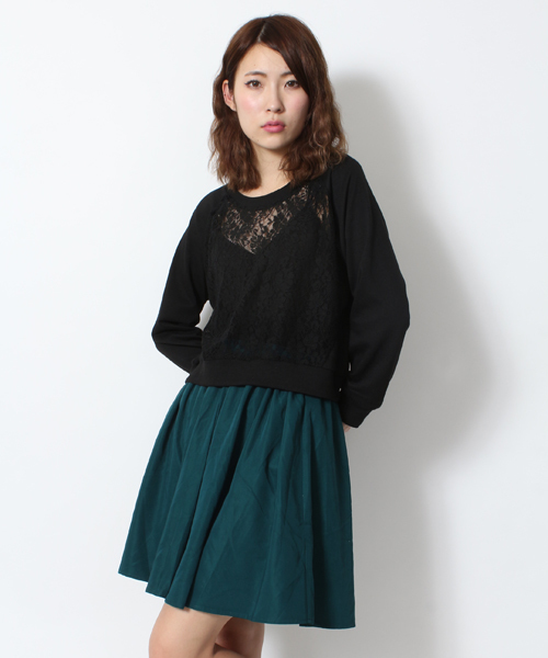 WEGO（ウィゴー）の「WEGO/カラーミドルスカート（スカート・レディース・オフホワイト/ブラック/ダークグリーン/ネイビー/レッド・FREE）」の4枚目の写真