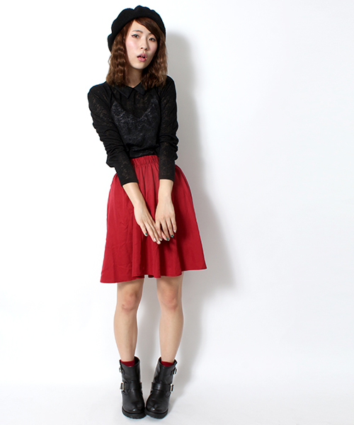 WEGO（ウィゴー）の「WEGO/カラーミドルスカート（スカート・レディース・オフホワイト/ブラック/ダークグリーン/ネイビー/レッド・FREE）」の19枚目の写真