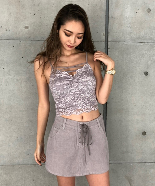 ENVYM（アンビー）の「レースタイトＣＡ（キャミソール・レディース・ホワイト/ブラック/ベージュ/グレー/カーキ/ピンク・FREE）」の4枚目の写真