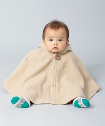 KP BOY | クマ編みぐるみモチーフ付きフリースマント(Free 80-95cm対応)(ポンチョ)