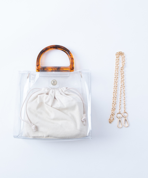 WEGO（ウィゴー）の「WEGO/べっ甲ハンドルクリアショルダーバッグ（ショルダーバッグ・レディース・ホワイト系その他/ブラック/ブラウン・FREE）」の11枚目の写真