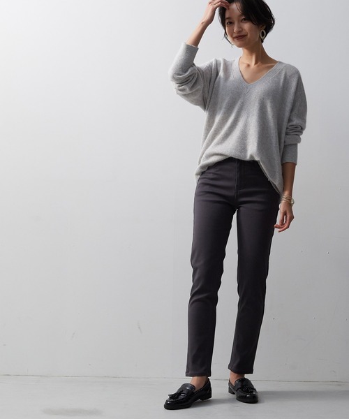 OMNES Another Edition（オムネス アナザーエディション）の「【ユニセックス】裏起毛ボンディングシガレットパンツ（その他パンツ・レディース・ホワイト/ブラック/ベージュ/ネイビー/グレー/カーキ/ブルー系その他/ワンウォッシュ/ブルー系その他2/ブルー系その他3・SMALL/MEDIUM/LARGE/X-LARGE/XXX-LARGE/XXXX-LARGE/XX-LARGE）」の3枚目の写真