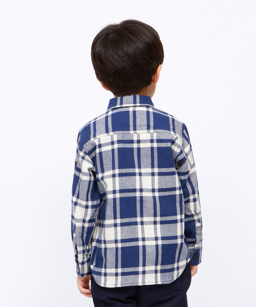 RUGGEDWORKS(ラゲッドワークス)の「ボーイズチェック長袖シャツ(シャツ/ブラウス・キッズ・ブルー/ネイビー・80cm/90㎝/100cm/110cm/120cm/130cm/140cm/150cm)」の3枚目の写真