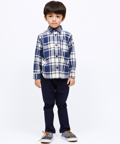 RUGGEDWORKS(ラゲッドワークス)の「ボーイズチェック長袖シャツ(シャツ/ブラウス・キッズ・ブルー/ネイビー・80cm/90㎝/100cm/110cm/120cm/130cm/140cm/150cm)」の5枚目の写真