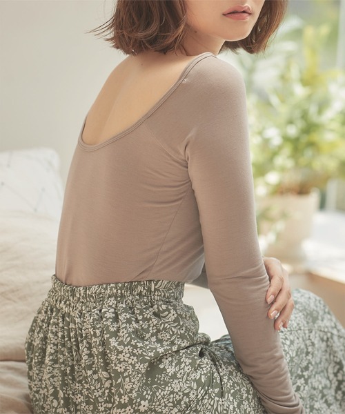 KOBE LETTUCE（コウベレタス）の「[ &HEAT ]前後2way あったかインナートップス（その他アンダーウェア/インナー・レディース・チャコールグレー/ブラック/オフホワイト/ボルドー/ホワイト系その他/ブラック系その他/グレー系その他/ベージュ系その他/レッド系その他/グレイッシュベージュ/ブラック系/ホワイト系/ベージュ系1・M/L/MEDIUM/LARGE/S）」の19枚目の写真