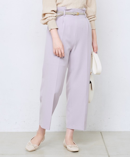 natural couture（ナチュラルクチュール）の「美シルエットベルト付パンツ（その他パンツ・レディース・ブラック/ベージュ/アイボリー/ミント/ラベンダー・FREE）」の5枚目の写真