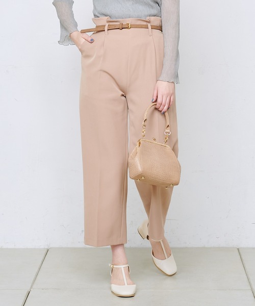 natural couture（ナチュラルクチュール）の「美シルエットベルト付パンツ（その他パンツ・レディース・ブラック/ベージュ/アイボリー/ミント/ラベンダー・FREE）」の3枚目の写真