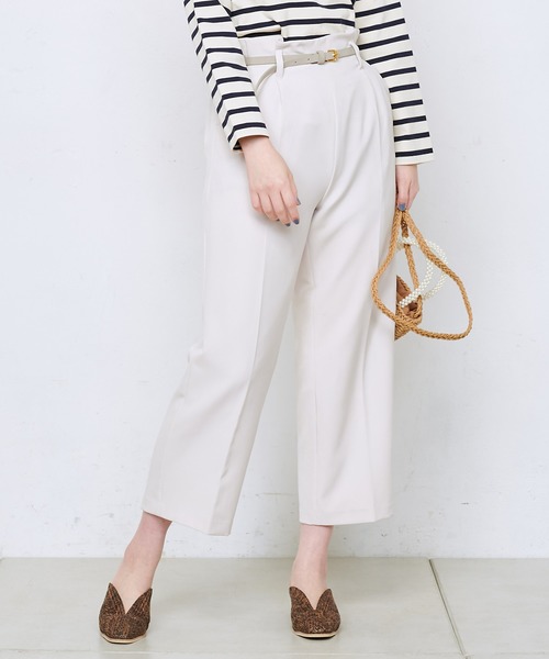 natural couture（ナチュラルクチュール）の「美シルエットベルト付パンツ（その他パンツ・レディース・ブラック/ベージュ/アイボリー/ミント/ラベンダー・FREE）」の2枚目の写真