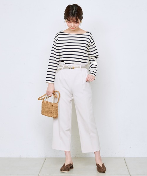 natural couture（ナチュラルクチュール）の「美シルエットベルト付パンツ（その他パンツ・レディース・ブラック/ベージュ/アイボリー/ミント/ラベンダー・FREE）」の7枚目の写真