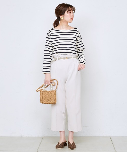 natural couture（ナチュラルクチュール）の「美シルエットベルト付パンツ（その他パンツ・レディース・ブラック/ベージュ/アイボリー/ミント/ラベンダー・FREE）」の6枚目の写真